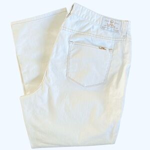 LAUREN RALPH LAUREN-  PLUS SIZE Gold stitch, White Denim Pants